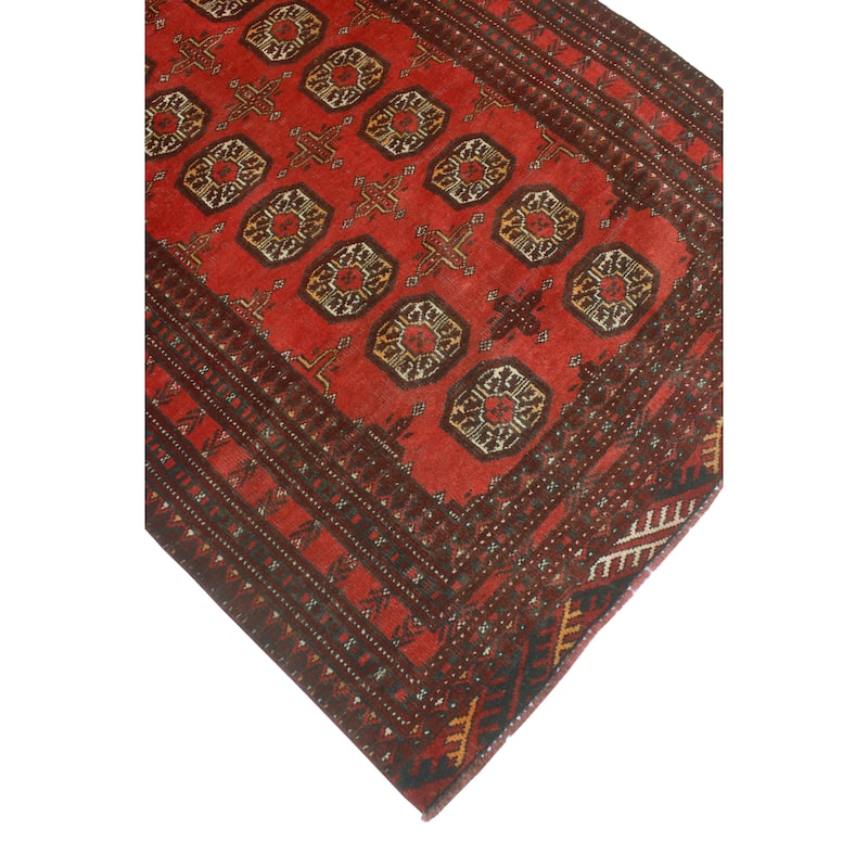 Vintage Distressed Damian Red/Burgundy Rug - 3'7" x 6'4"