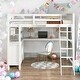 preview thumbnail 37 of 53, Full size Loft Bed with Desk,Multifunctional Wooden Loft Bed with Shelves White
