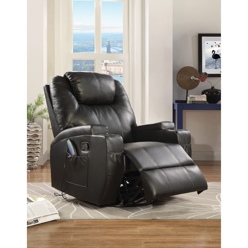 Worthington Black Rocker Recliner with Swivel Base