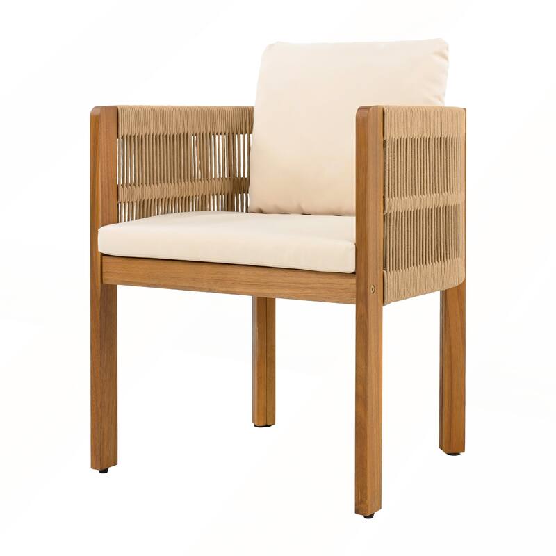 Acacia Wood Outdoor Dining Chairs 2-Pack with Washable Waterproof Cushions