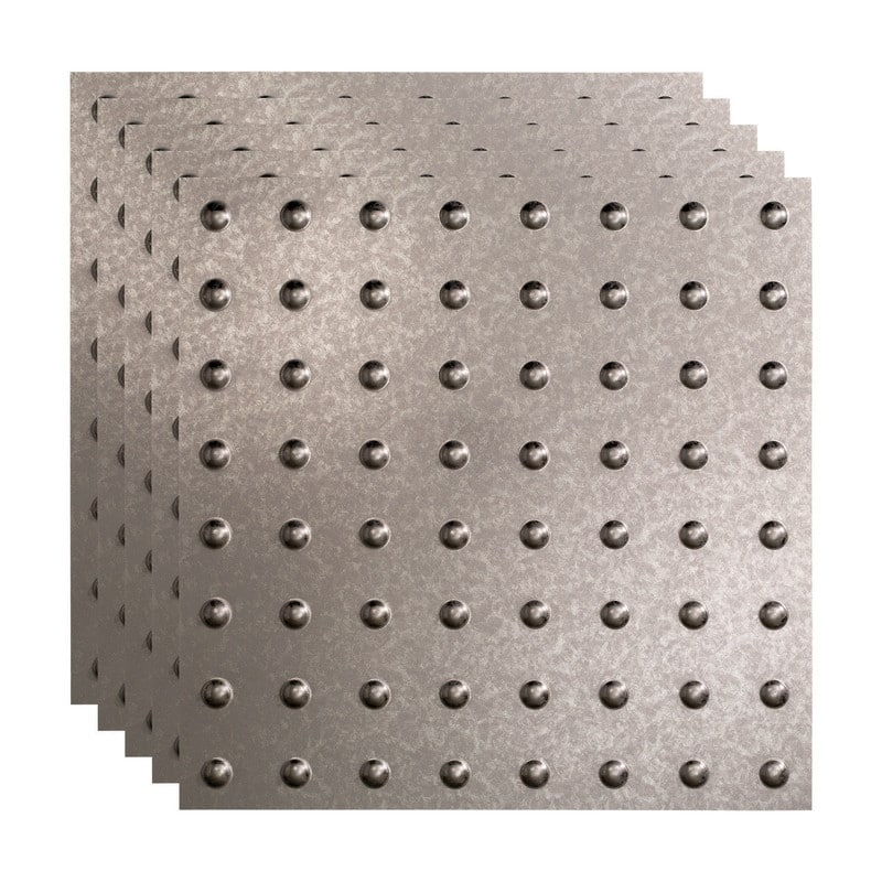 FASÄDE Dome Decorative Vinyl 2ft x 2ft Lay in Ceiling Panel in Galvanized Steel (5 Pack) - 5 Pack - Galvanized Steel