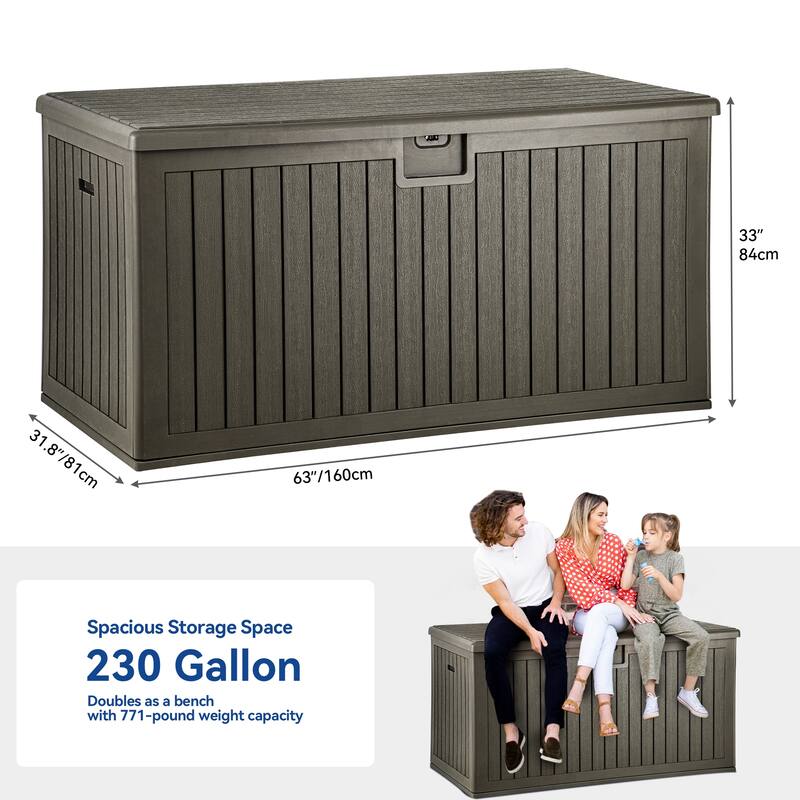 180-230 Gallon Outdoor Storage Waterproof Deck Box