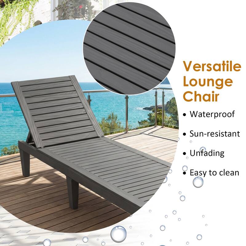 Gymax Lounge Chair Chaise Recliner Weather Resistant Adjustable