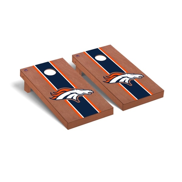 slide 2 of 5, Denver Broncos NFL Football Rosewood Cornhole Board Set 2