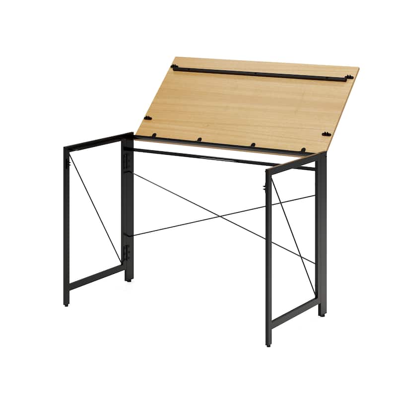 Space Solutions 43-in Folding Desk for Home/Office, Black/Teak