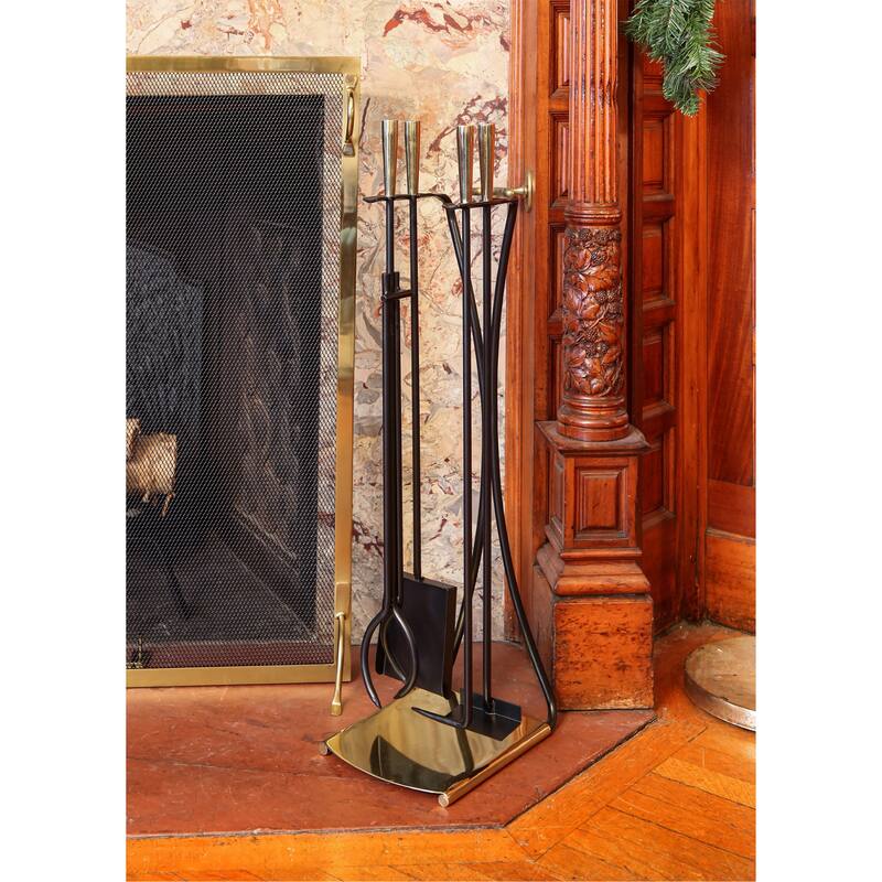 Achla Designs Modern Park Avenue Fireplace Set of 4 Tools, 32.5 Inch Tall