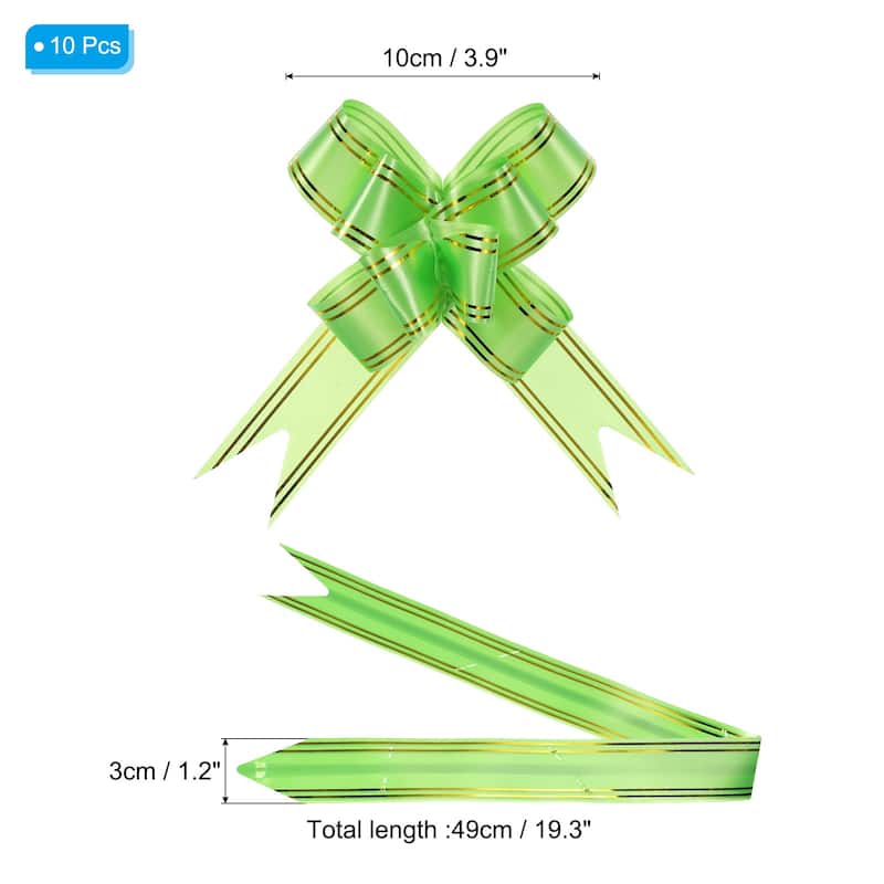 10Pcs 4" Gift Wrap Bows Pull Bows Baskets Present Wrapping Ribbon Bows - 4 inch - Green