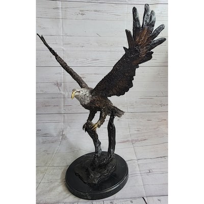 Landing Eagle Bronze Metal Statue Sculpture Indoor Outdoor 23 Inches X 18 Inches