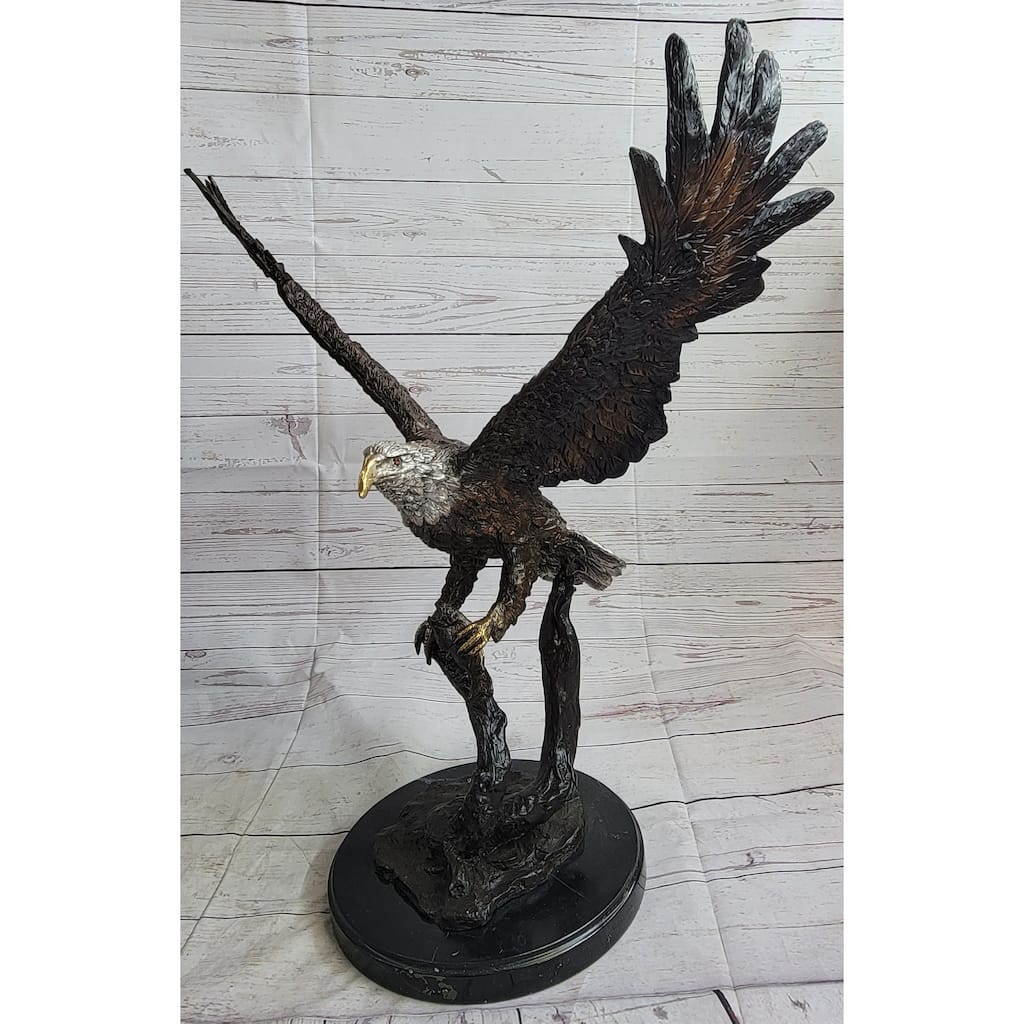 Landing Eagle Bronze Metal Statue Sculpture Indoor Outdoor 23 Inches X 18 Inches