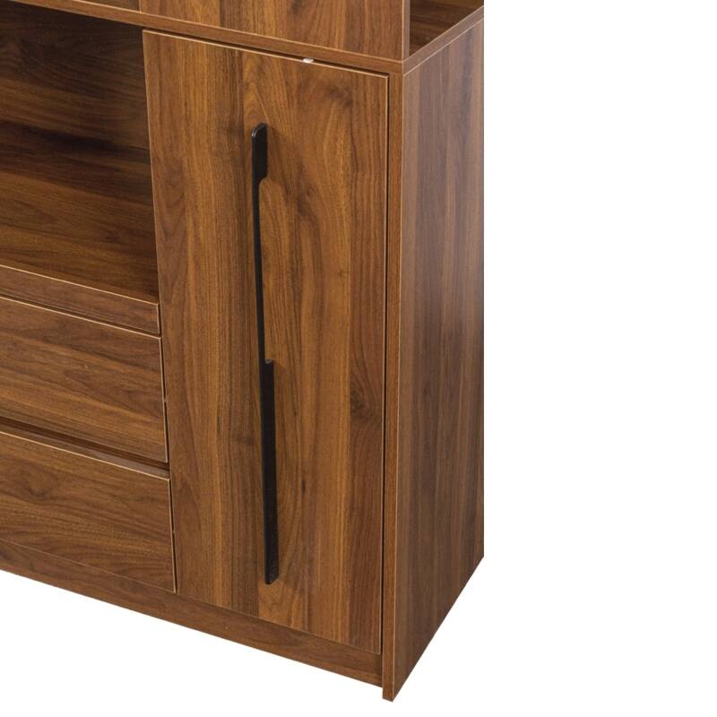 Modern Kitchen Pantry Storage Cabinet with Multi-tier Shelf & 2 Drawers