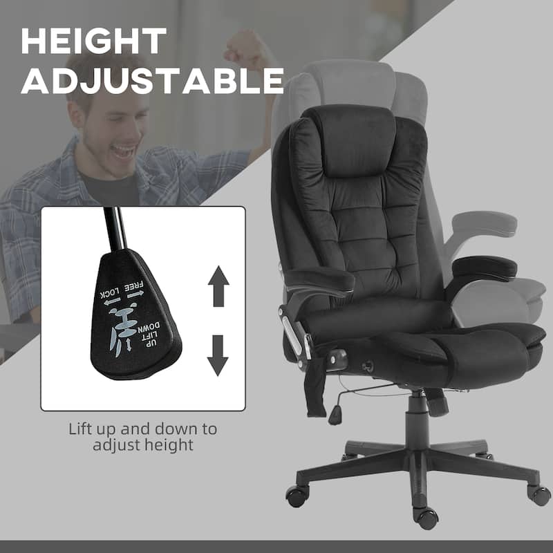 Office Chair with Heat & Massage, Velvet High Back Executive Office Chair, Computer Chair with Reclining Backrest & Remote