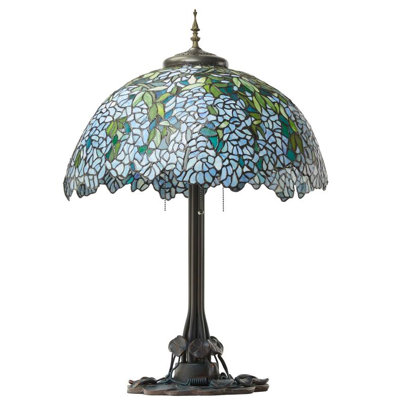 Wisteria River of Goods Tiffany-Style Green and Blue Stained Glass 32-Inch Table Lamp - 22.5" x 22.5" x 32"