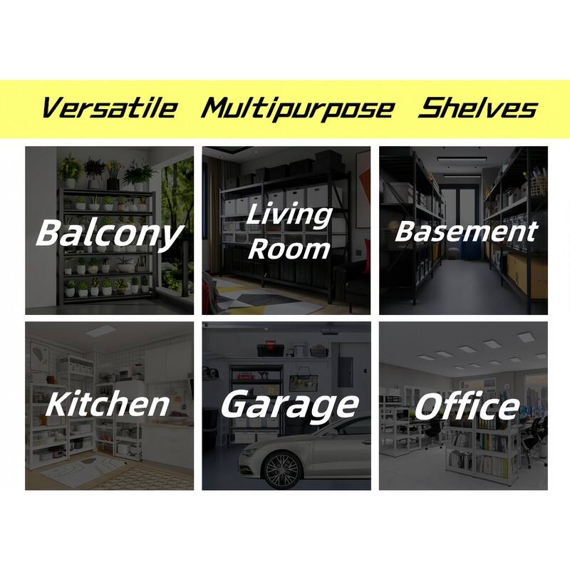 5-Tier Adjustable Heavy Duty Metal Storage Shelves, Black, 72"H
