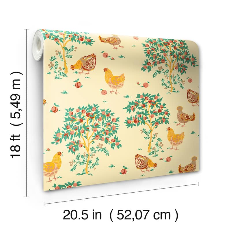 Hen House Butter Yellow Peel and Stick Wallpaper