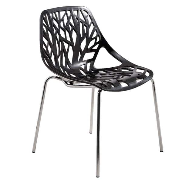slide 1 of 79, LeisureMod Asbury Modern Open Back Plastic Dining Side Chair Black
