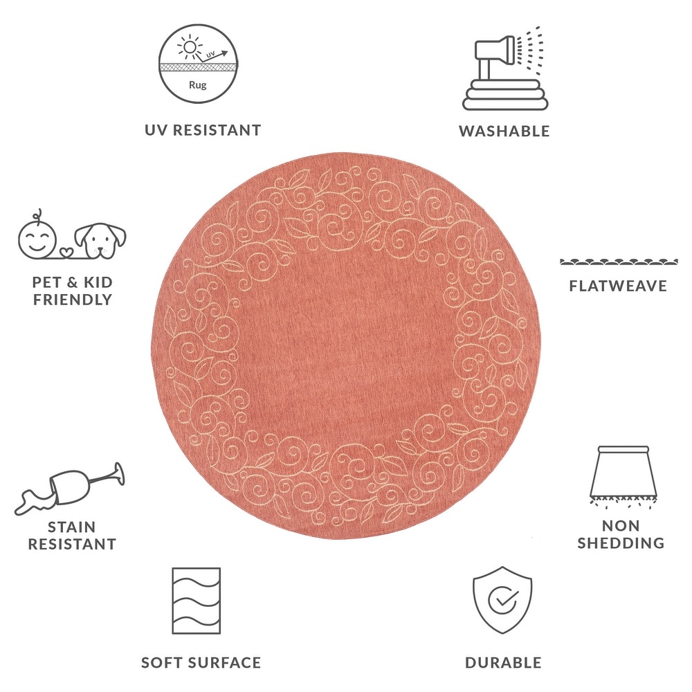 SAFAVIEH Courtyard Elfur Scroll Indoor /Outdoor Waterproof Patio Backyard Rug