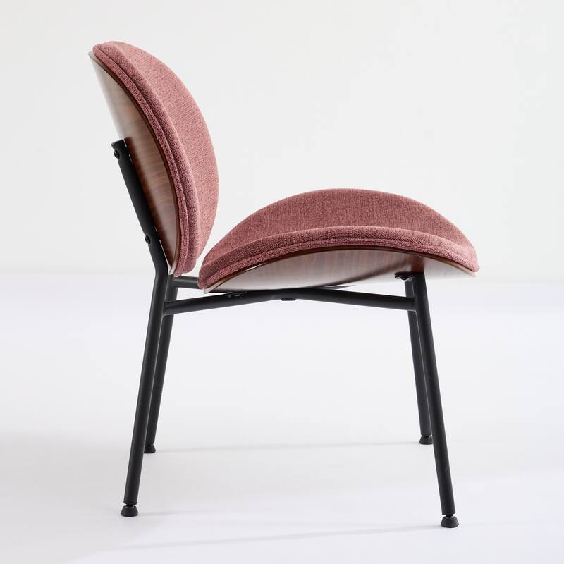 GDF Studio - Shells Mid-Century Modern Fabric Lounge Chair with Walnut Wood Base and Comfortable Curved Backrest