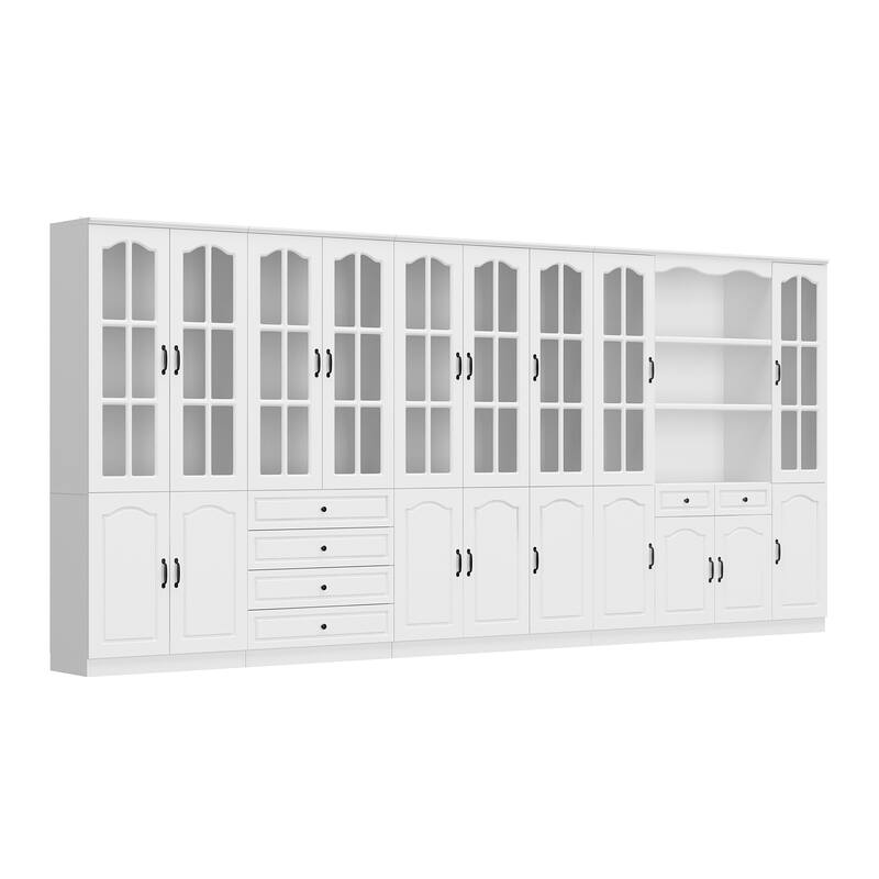Kitchen Cabinet Clear Visibility Tempered Glass Showcase Combo Cabinet