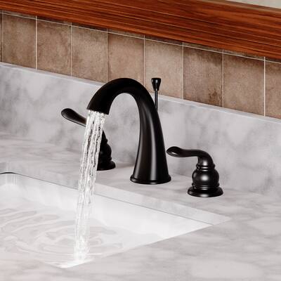 8 in. Double Handle Bathroom Sink Faucet in Matte Black