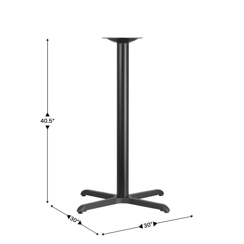 30" x 30" Restaurant Table X-Base with 3" Dia. Bar Height Column