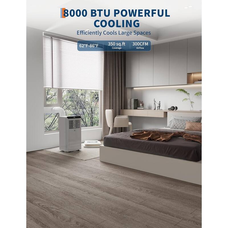 8000 BTU Portable Air Conditioners, 3-In-1 Portable AC Units Cools Up to 350 Sq.Ft.