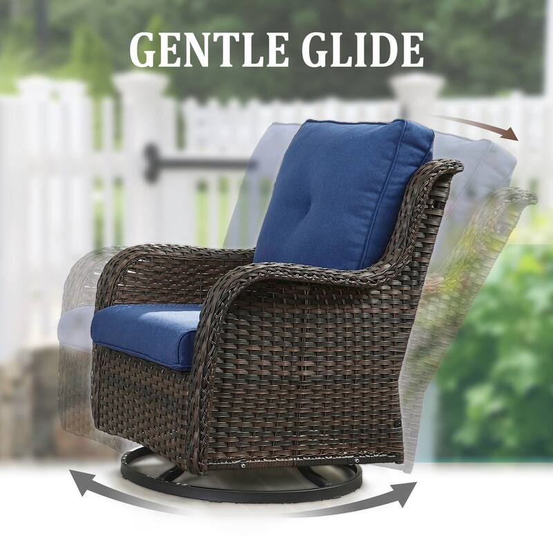Gymojoy Wicker Swivel Glider Chair with Water-Resistant Olefin Cushions