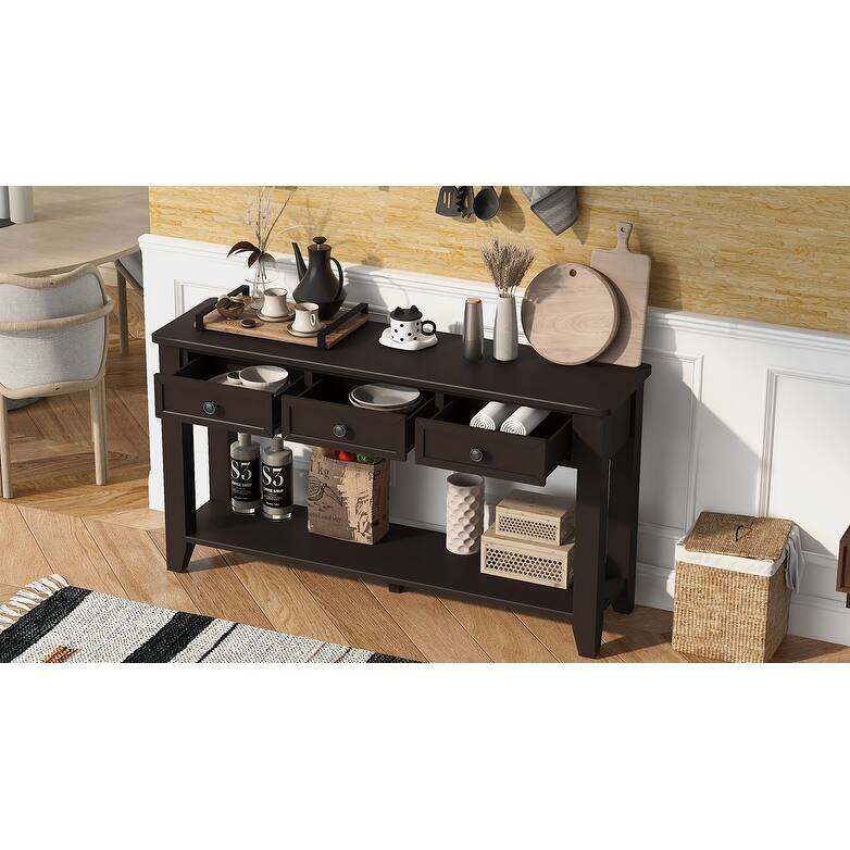 55.4" Modern Entryway Console Table with 3 Storage Drawers