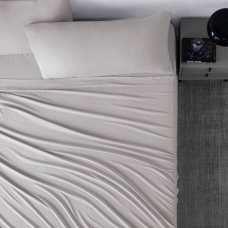 Snorze® Cloud Sheet Set - Coma Inducer® Peach Soft Microfiber - Glacier Gray