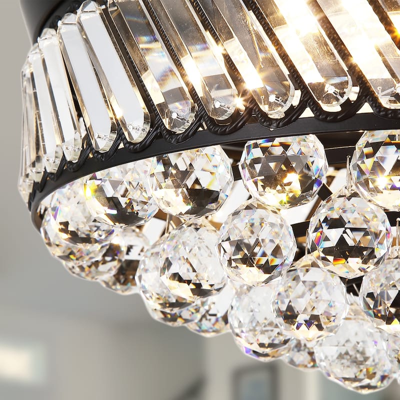 48" Crystal Fandelier Ceiling Fan with Light and Retractable Blades LED Dimmable for Bedroom Living Room - 48 Inches