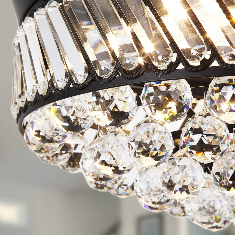 Kviflon 48" Crystal Fandelier Ceiling Fan with Light and Retractable Blades LED Dimmable for Bedroom Living Room - 48 Inches