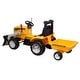 preview thumbnail 3 of 27, Kids Electric Ride-On Tractor, 12V Battery Powered Excavator Toy with Trailer, 3-Speed Gear, Music, LED Headlight