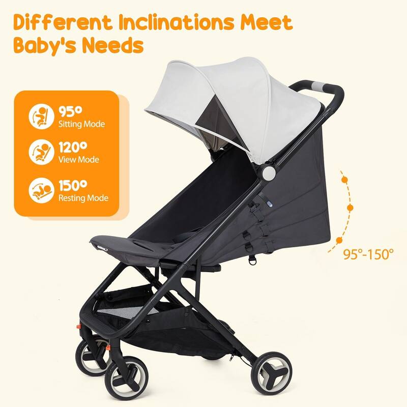 Compact One-Hand Fold Travel Stroller for Airplane Friendly