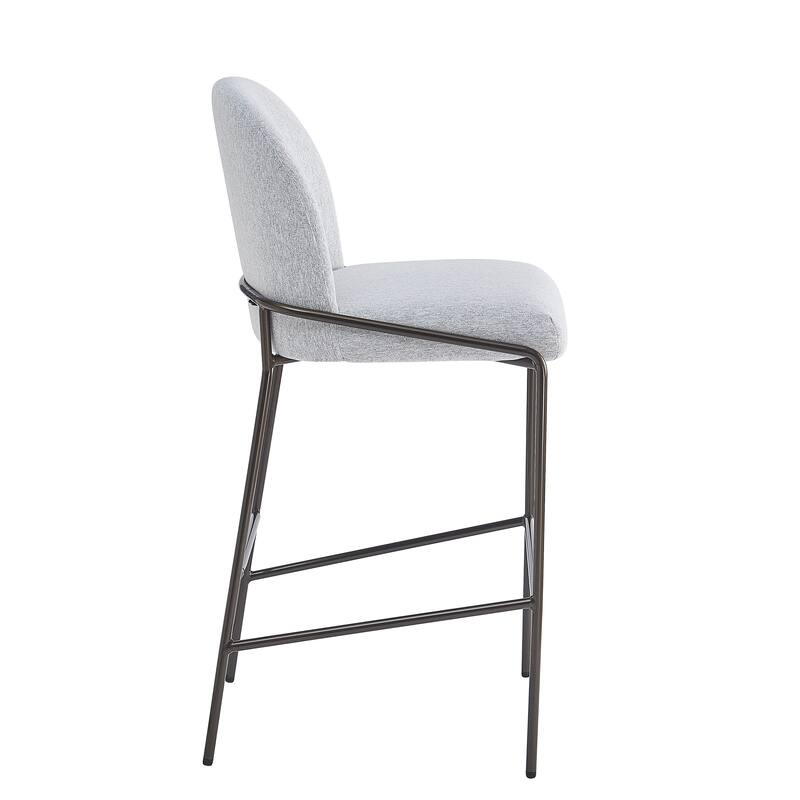 Indoor Metal Upholstered Barstool, Antique Bronze Finish Frame with Fabric, Set of 2