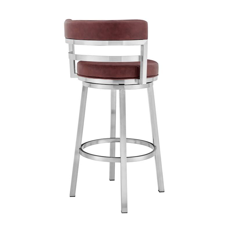 Titana Blue or Red Faux Leather Upholstered Swivel Bar/Counter Stool