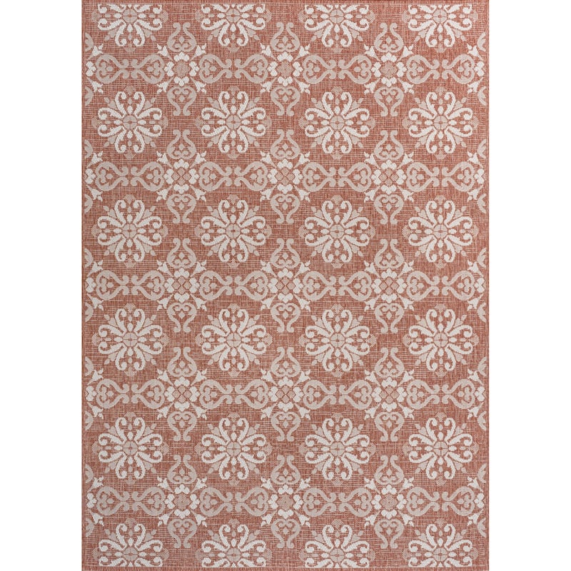 JONATHAN Y Maribel Traditional Mediterranean Tile Design Indoor/Outdoor Area Rug - 5 X 8 - Salmon/Cream