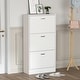 preview thumbnail 1 of 15, 23.6"W Trendy Shoe Storage Cabinet with 3 Large Fold-Out Drawers White