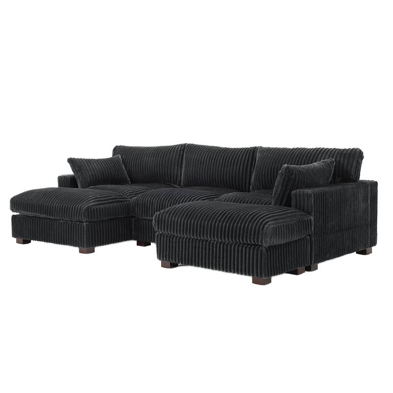 Modren Plush Oversized Modular Sectional Sofa Set with Chaise&Ottoman.