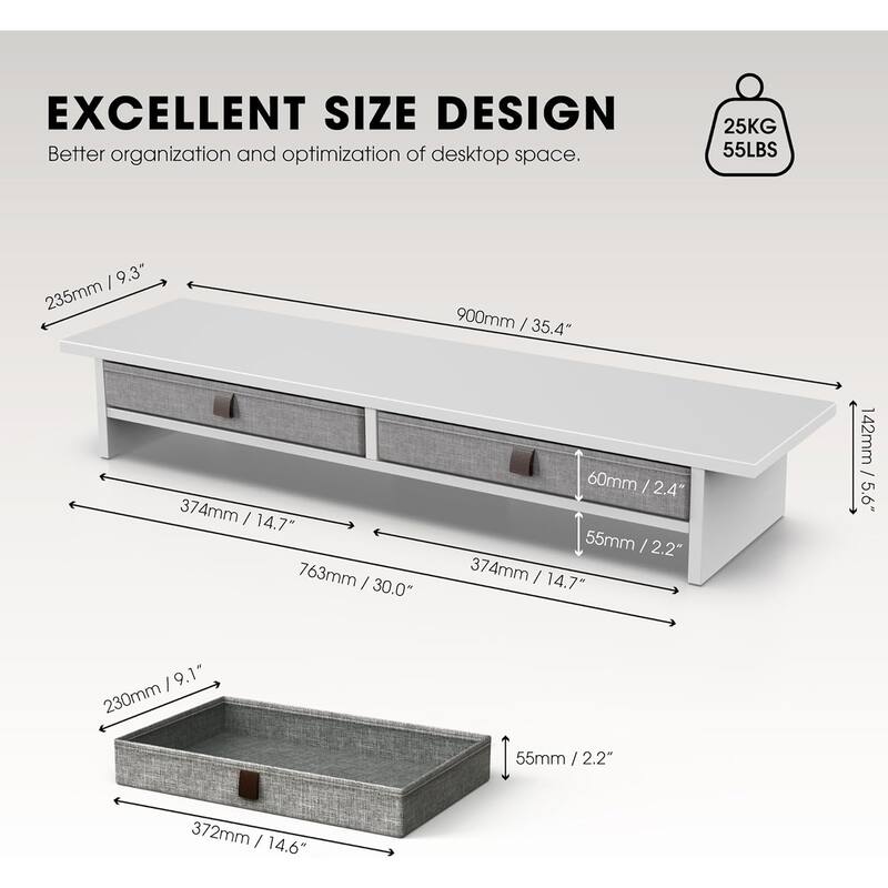 Fenge Dual Monitor Stand, 2 Tiers Monitor Riser for Desk
