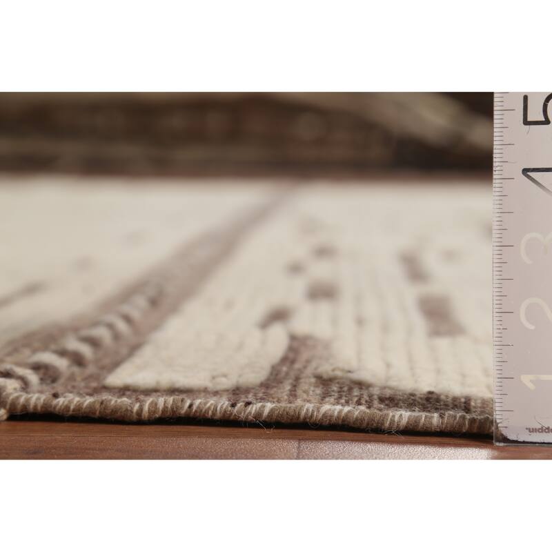 Ivory Moroccan Abstract Area Rug Handmade Wool Carpet - 8'10"x 12'8"