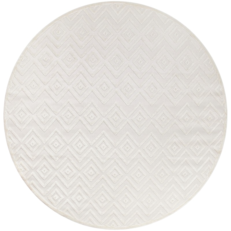 Nourison Versatile Indoor/Outdoor Geometric Flatweave Area Rug - 10' x Round - Ivory/White