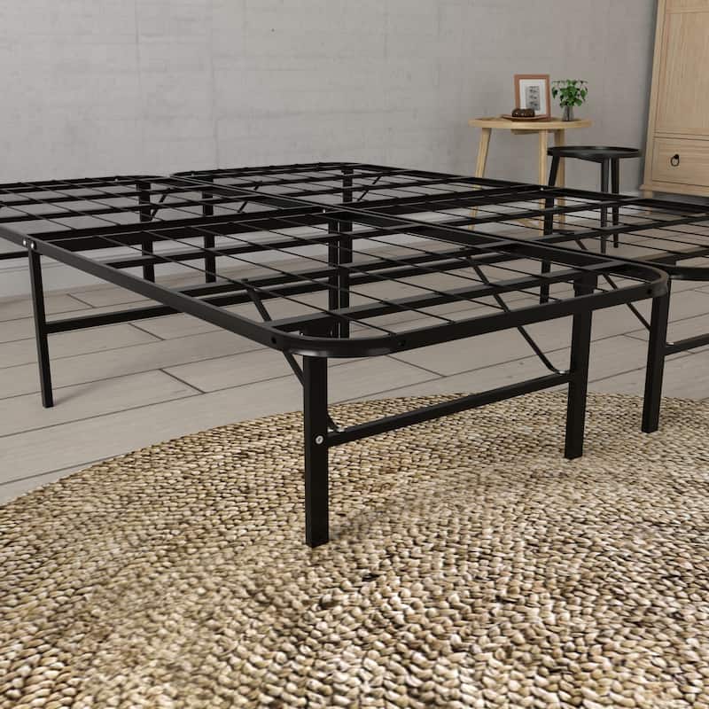 Steel Black Twin Platform Foundation with Tool-Free Assembly