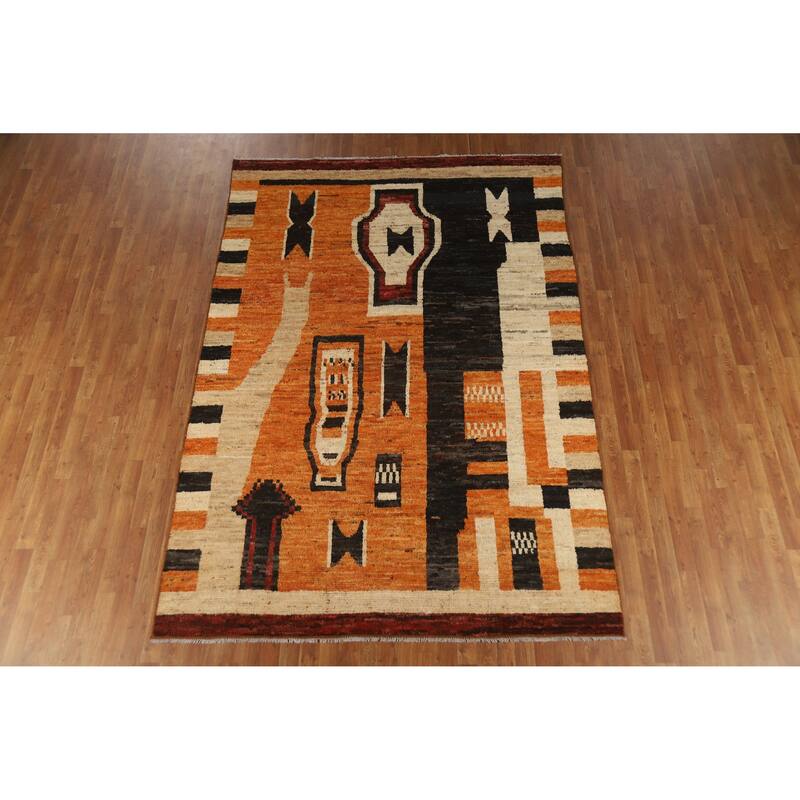Tribal Geometric Moroccan Oriental Area Rug Handmade Wool Carpet - 6'9" x 9'10"