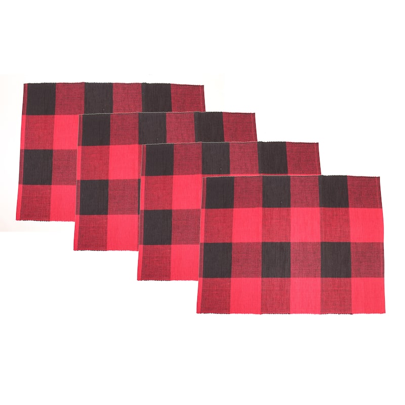 Fabstyles Buffalo Check High Quality Cotton Placemats Set of 4 - 13"x19" - Set of 4
