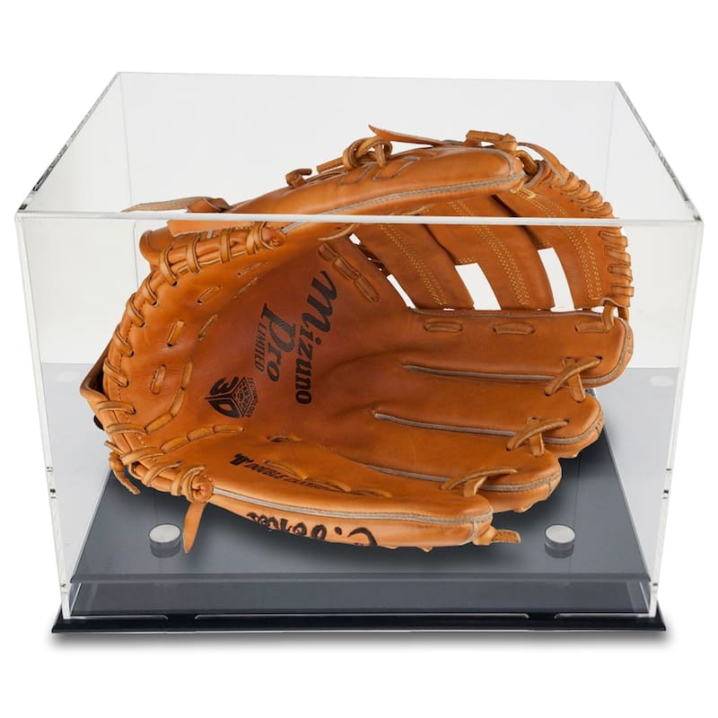OnDisplay Deluxe UV-Protected Baseball Glove/Mitt Display Case - Black Base - Clear