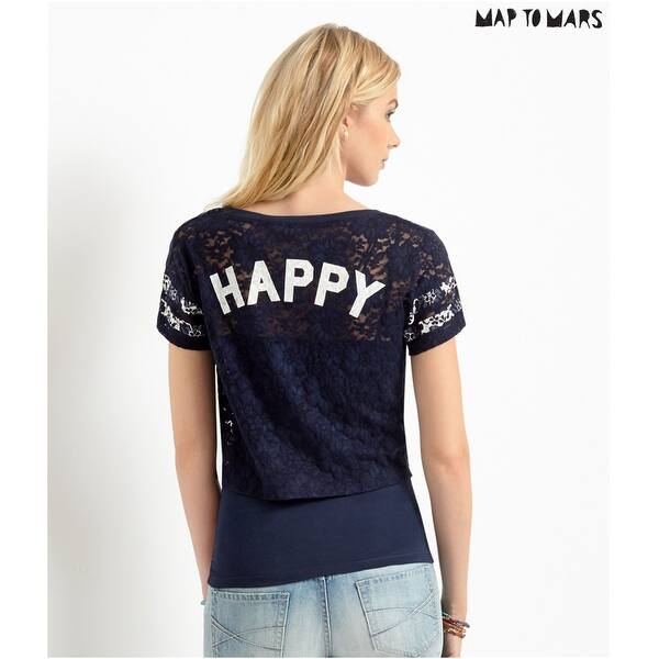 Shop Aeropostale Womens Varsity Lace Graphic T Shirt Blue Medium