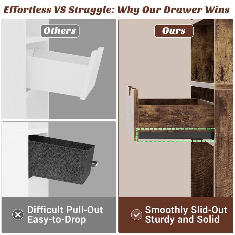 Freestanding 74" Tall Bookcase with Drawer,8-Tier Bookshelf Open Display Shelves for Living Room Home Office, Bedroom