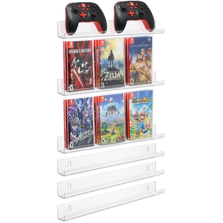 Acrylic Floating Shelves Wall Ledge Organizer for Nail Polish, Spice Rack, Books - 1.5" x 15"