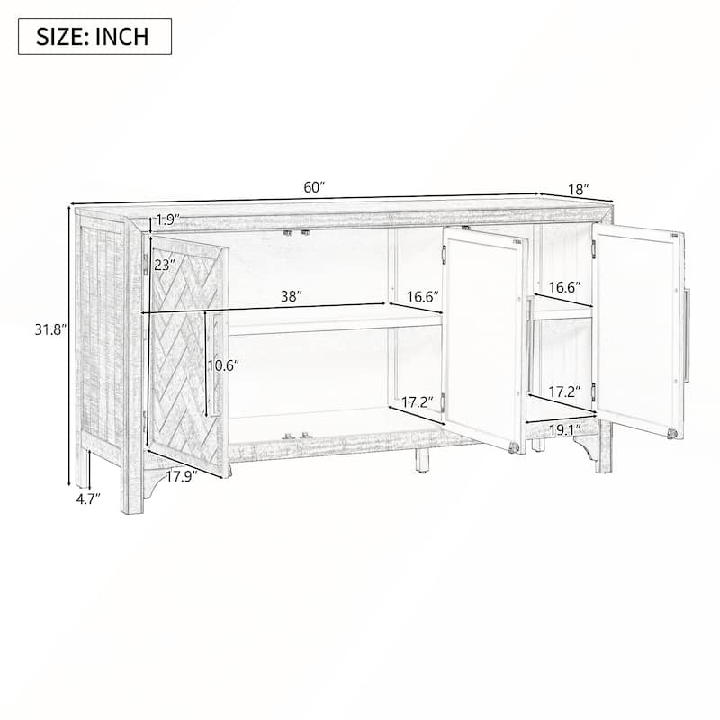 Designed Storage Cabinet Sideboard with Adjustable Shelves