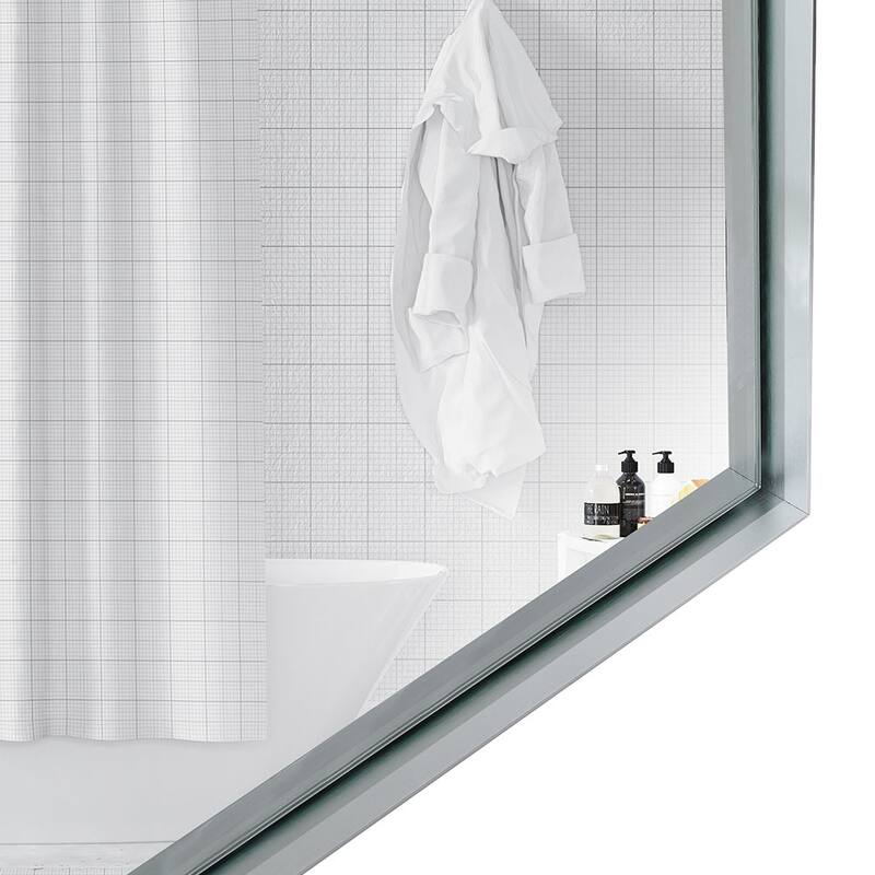 Glossy Black Rounded Corner Rectangle Bathroom Mirror