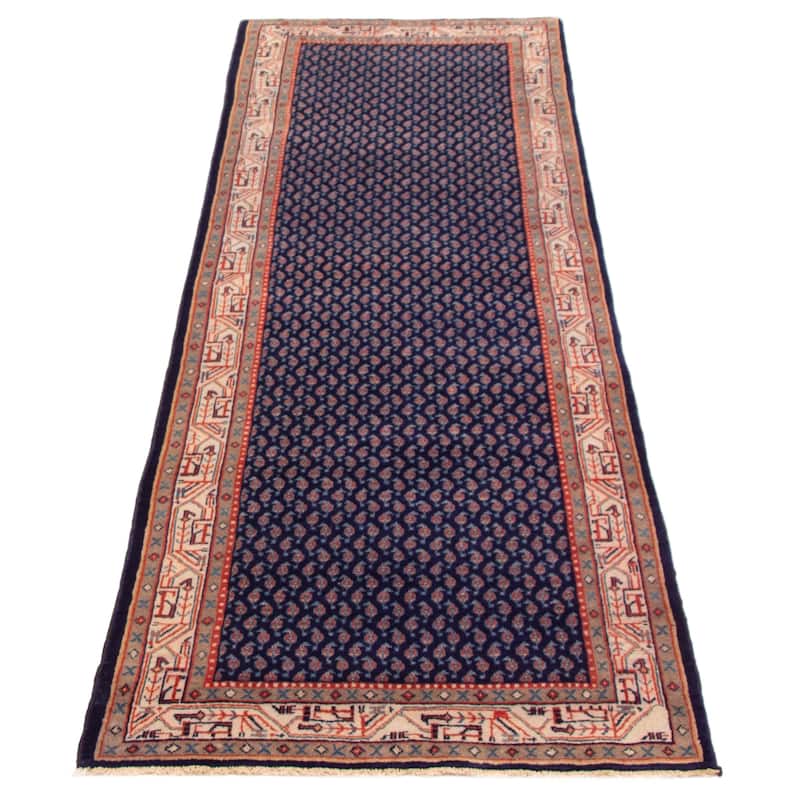 ECARPETGALLERY Hand-knotted Andelz Dark Navy Wool Rug - 3'5 x 10'1